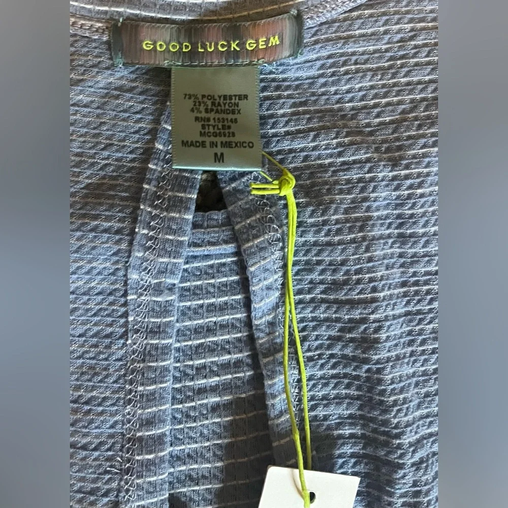 Good Luck Gem Oversized Ruffled Blue Tank size M - Picture 6 of 10